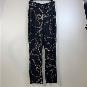 Harve Benard Black Trousers with Gold Chain Pattern Size Small #310 🏷️